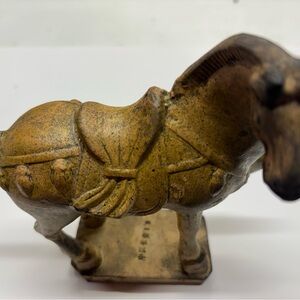 Vintage Horse Figurine in Gold and Brown